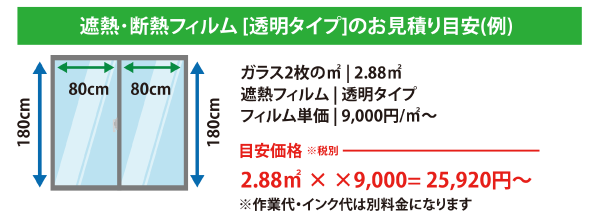 遮熱・断熱フィルム、透明タイプお見積り